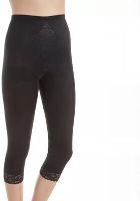 Plus Size Women's Moderate Control Waistline Capri Pant Liner with Tummy Control Panel Memory Compression Fabric 6265 by Rago in Black (Size 8X)