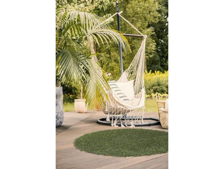 andiamo Kunstrasen Sansibar, Outdoor Rasenteppich rund, Ø 133 cm, Grün Kunstrasenteppich mit Drainage, ca. 28 mm Höhe / 20 mm Polhöhe, für Balkon, Terrasse, Garten & Pool