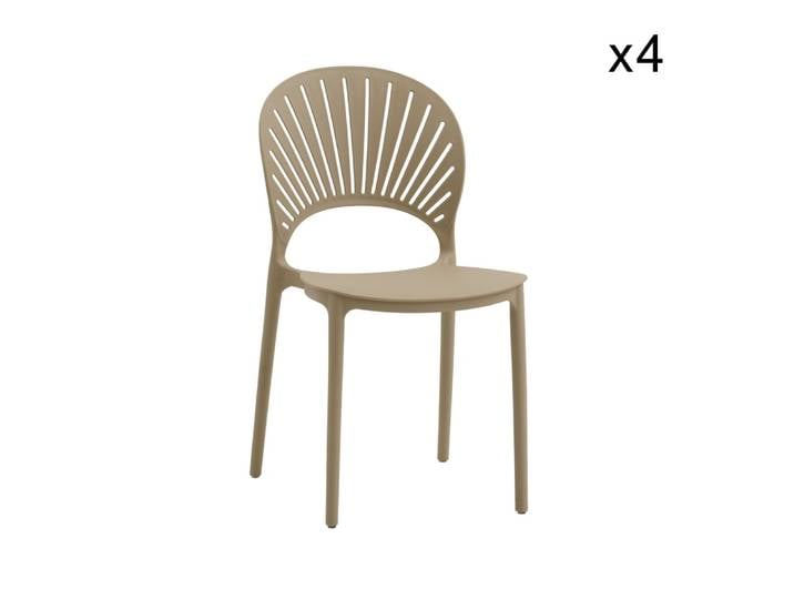 Ensemble de 4 chaises en polypropylène beige, empilables