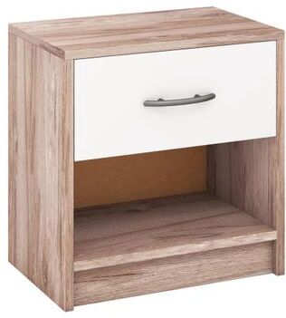 Costway Bedside Table Nightstand with Drawer and Open Storage Shelf-Oak