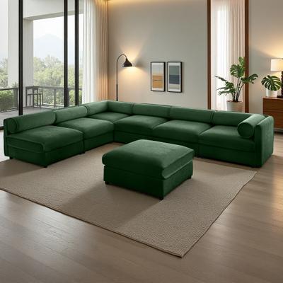 Chenille Modular Sectional Sofa with Cylindrical Backrest