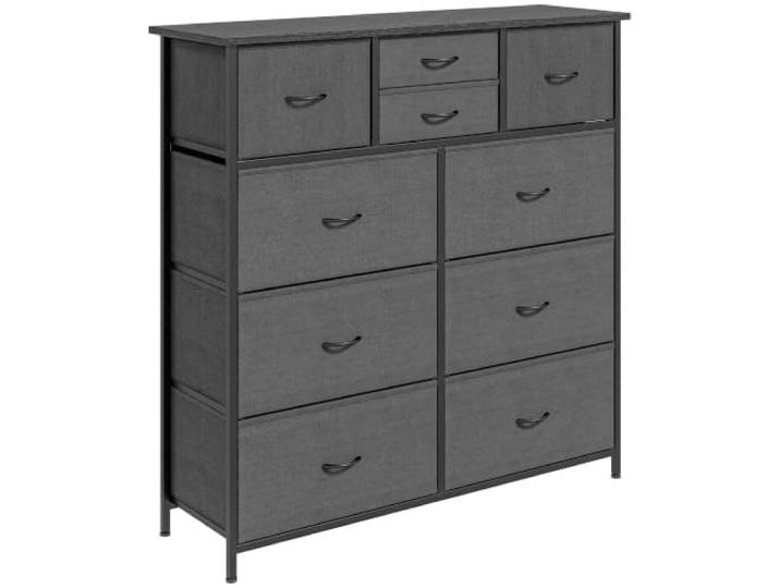 HOMCOM Kommode mit 10 Stoffschubladen, Sideboard für Wohnzimmer, Schwarz