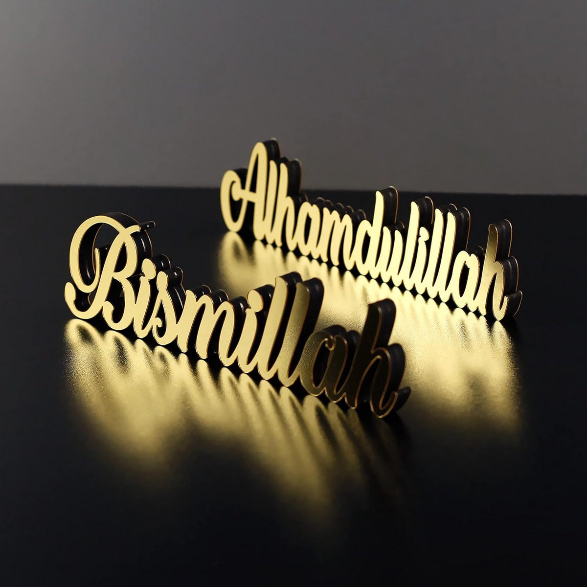 Islamitische Decoratie Bismillah Alhamdulillah voor op Tafel of Planken