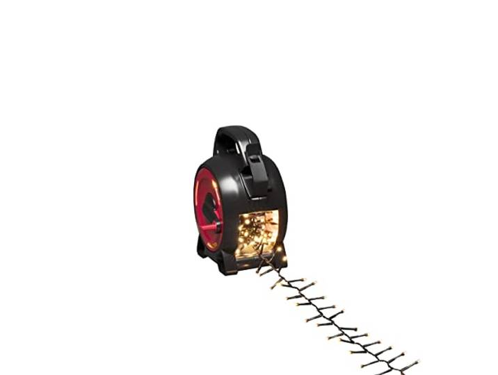 Konstsmide Micro LED Compactlights mit Kabelaufroller, 300 warm weiße Dioden, 30V, Außen (IP44), schwarzes Kabel - 3843-100