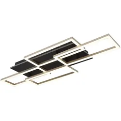 LED Deckenleuchte Fernbedienung Deckenlampe dimmbar Wohnzimmerleuchte, CCT Timer, Metall anthrazit champagner, 40W 2700Lm warm-kaltweiß, LxBxH 87,5x32,5x7,5