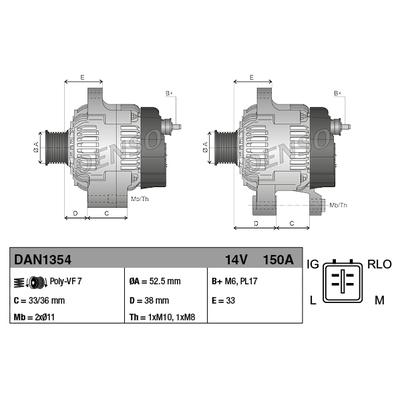 DENSO Generator DAN1354 für LEXUS