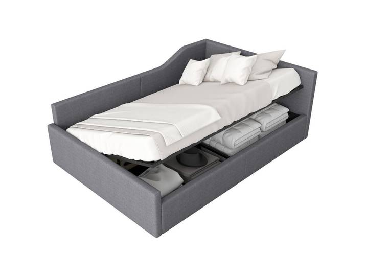 Okwish Polsterbett 140/200 cm Grau mit Stauraum und Leinenpolsterung, 140x200 cm, Schlafzimmer, Betten, Polsterbetten
