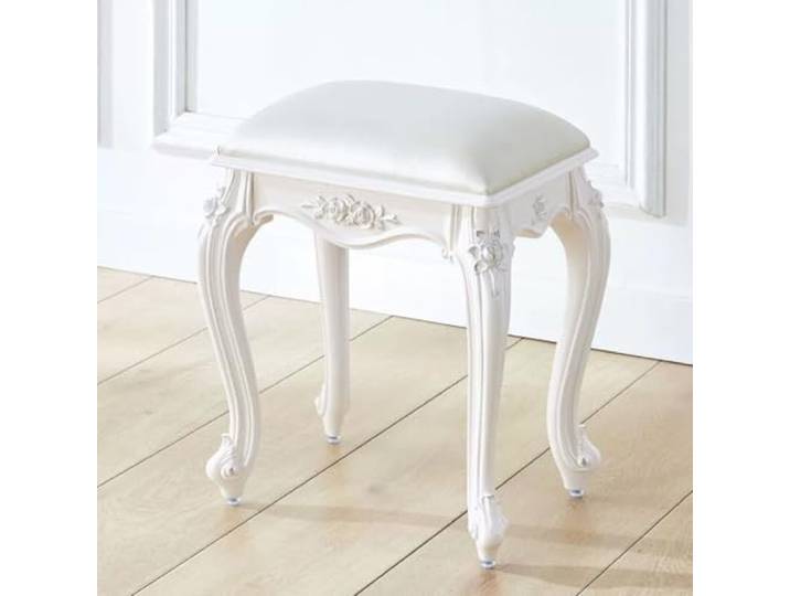 ZHANGJF Gepolsterter Vintage-Schminkhocker, geschnitzter Frisiertisch-Stuhl im französischen Stil, platzsparendes Design for das Schlafzimmer(E)