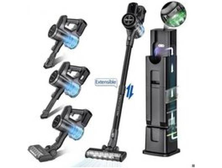 AI 60Kpa Aspirateur Balai Sans Fil 650W/7*3500mAh/70 min 4L/5 Classe Base Autonettoyante Aux UV 3 Modes+10 Couches de Filtration