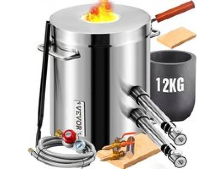 VEVOR Four de Fusion à Gaz Capacité 12kg 1482℃ Four à Propane Fonderie 2 Fonction Fusion et Forgeage Kit de Four de Fusion de Métal Creuset en Graphite 2 Brûleurs pour Fondre Or Recyclage Ferrailles