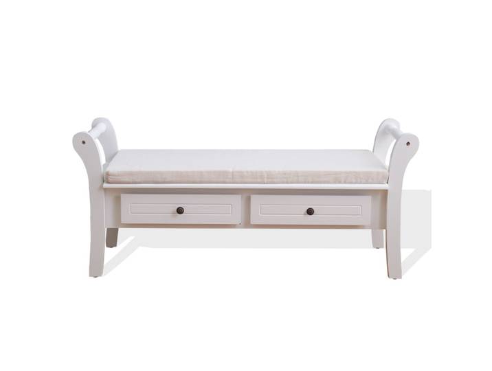 Banquette 2 tiroirs et assise rembourrée blanc