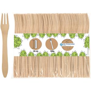 Biozoyg Einwegbesteck DSE06308, aus Holz, Gabeln, 18 cm, 100 Stück