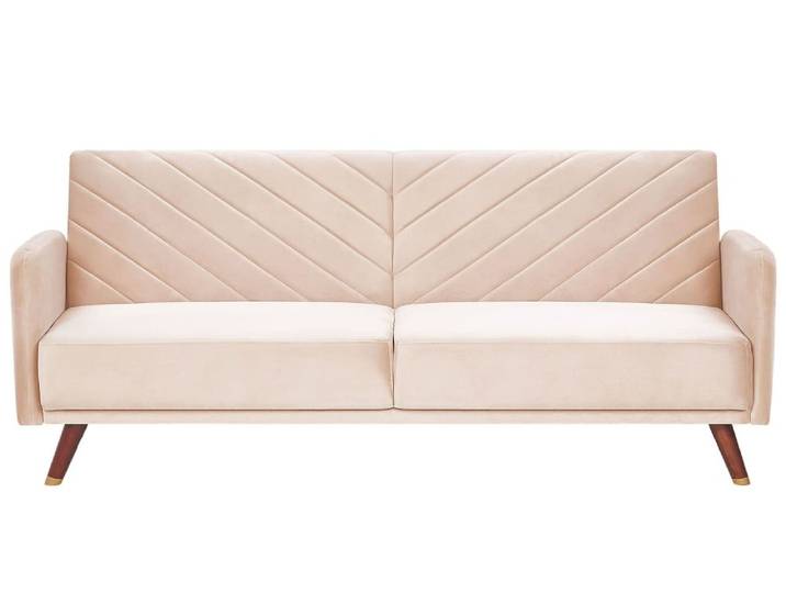 Canapé-lit 3 places velours beige