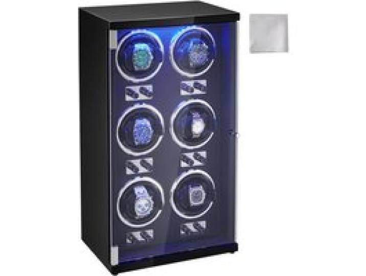 VEVOR Uhrenbeweger, Automatik-Uhrenbeweger, Watch Winder, Uhrenbeweger für Automatikuhren, Automatischer Uhrenbeweger mit Platz für 6 Uhren, LED Beleuchtung, 150–207 mm Einstellbare Riemenlänge