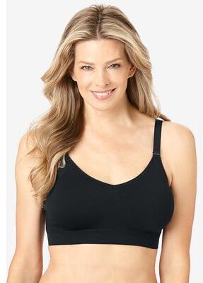 Plus Size Women's Smooth Seamless Comfort Wireless Bra by Curvy Couture in Black Hue (Size L)
