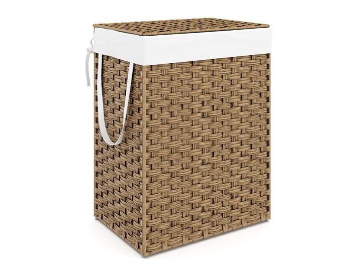 Wäschekorb Rattan mit Deckel 1 Fach 91L braun