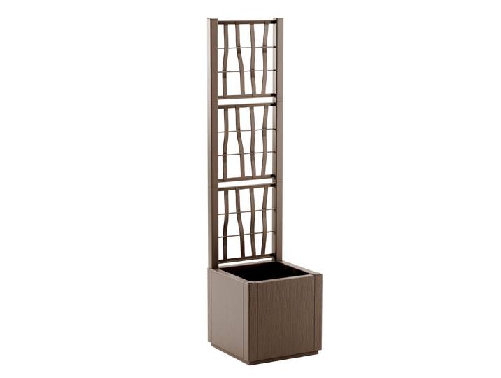 Pflanzkasten aus recyceltem Polypropylen, Taupe, Mit Spalier, schmal