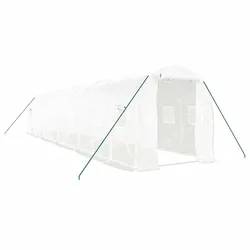 Helloshop26 - Gewächshaus Zelt Pflanzen Blumen Gemüse Unterstand mit Stahlrahmen 20 m2 10 x 2 x 2 m weiß
