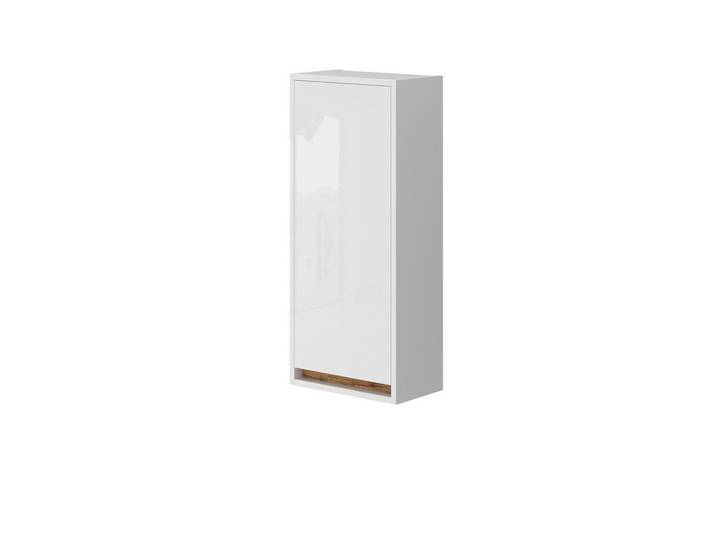 Vicco Badschrank Detmold Weiß Hochglanz/Goldkraft Eiche 81.6 x 35 cm mit Tür, Weiß Hochglanz, Eichefarben, Rechteckig, 81.6x35x20 cm, Badezimmer, Badmöbel, Hängeschränke