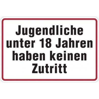 Hinweisschild, Jugendliche unter 18 Jahren, Alu geprägt, 200 x 300 mm - 300x200x0.45 mm Aluminium geprägt