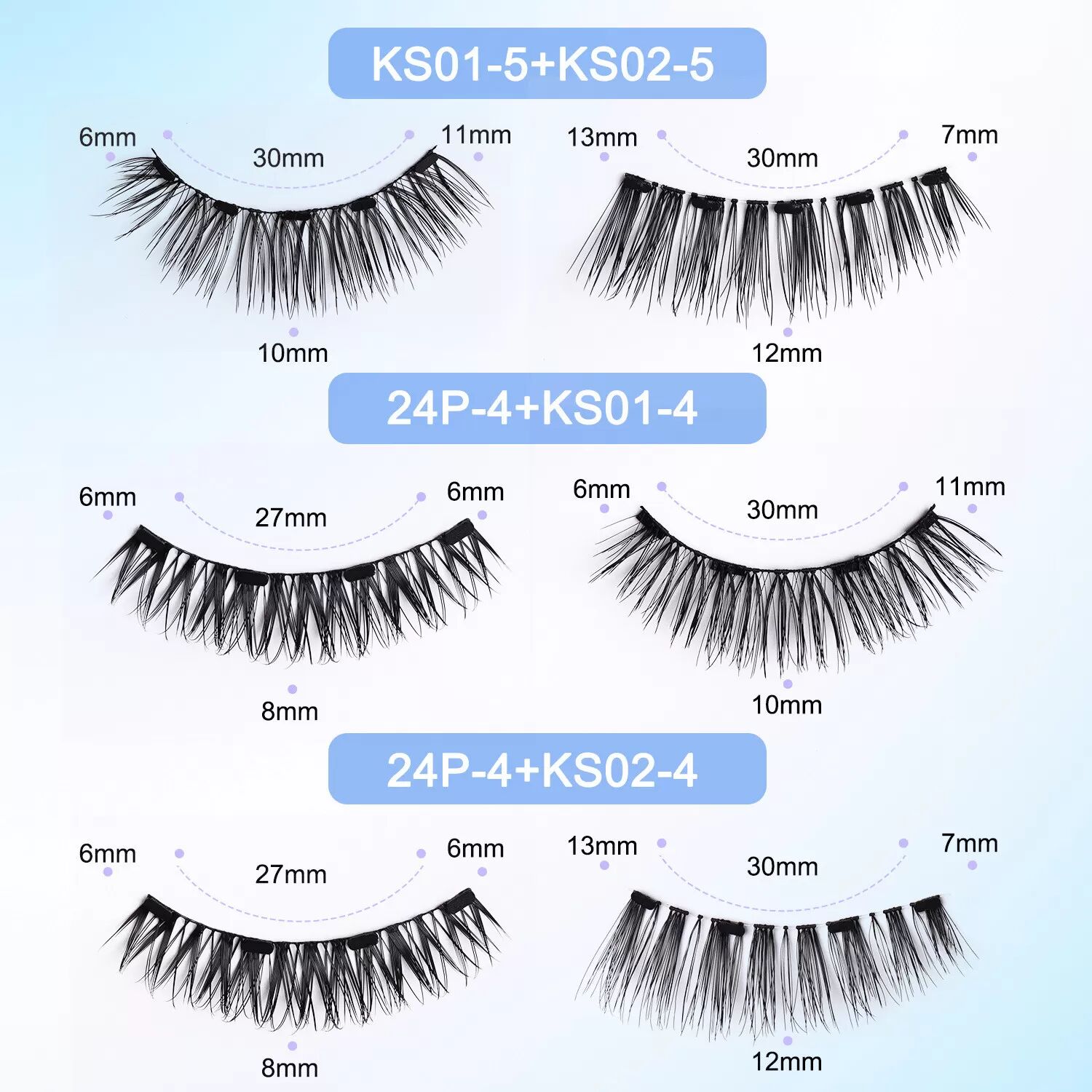 INF 2 paires de faux cils magnétiques doubles - Cils magnétiques 5D model 2