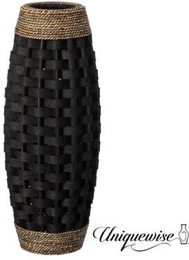 Uniquewise Rustic Tall Floor Vase - 24-inch Handcrafted Black Woven Vase, Decorative Accent for Home Decor, Living Room, and Entryway
