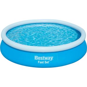 Bestway Aufstellpool 57273 Fast Set blau, rund, Luftringpool, Ø 366 x 76 cm