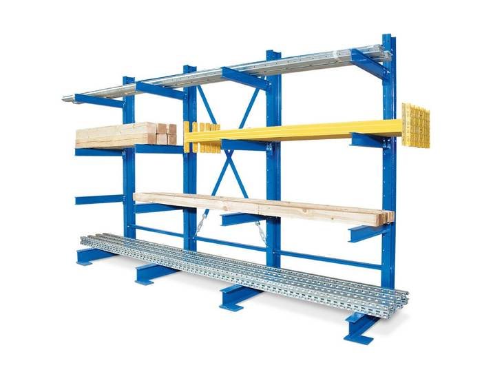 BRB-Lagertechnik Schwerlastregal Komplett-Kragarmregal mit 4 Ständern, Tragkraft 6000 Kg, LxH 3,1x2 m, Profi-Kragarmregal