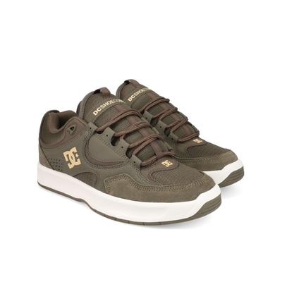 Skateschuh DC SHOES "Kalynx Zero", Herren, Gr. 10 (43), braun (olive, sanftes weiß), Obermaterial: Leder (Kuh) / Futter: Textil / Außensohle: Gummi., Schuhe