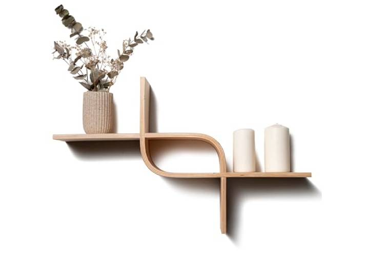 EWART WOODS Schweberegal Wandmontiertes Regal aus Holz, Dekorative Geometrische Holzregale, Einzigartiges Eichen-Hängedisplay, Moderner Nussbaum-Ständer