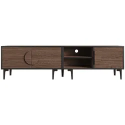 STILVORA TV-Lowboard Spanplatte Dunkelwalnuss 180x35x49 cm mit 3 Türen