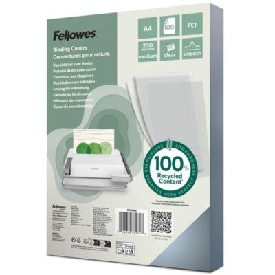 Fellowes Einbanddeckel, A4, Materialstärke 0,25 mm, Recycling-PET, transparent, 100 Stück
