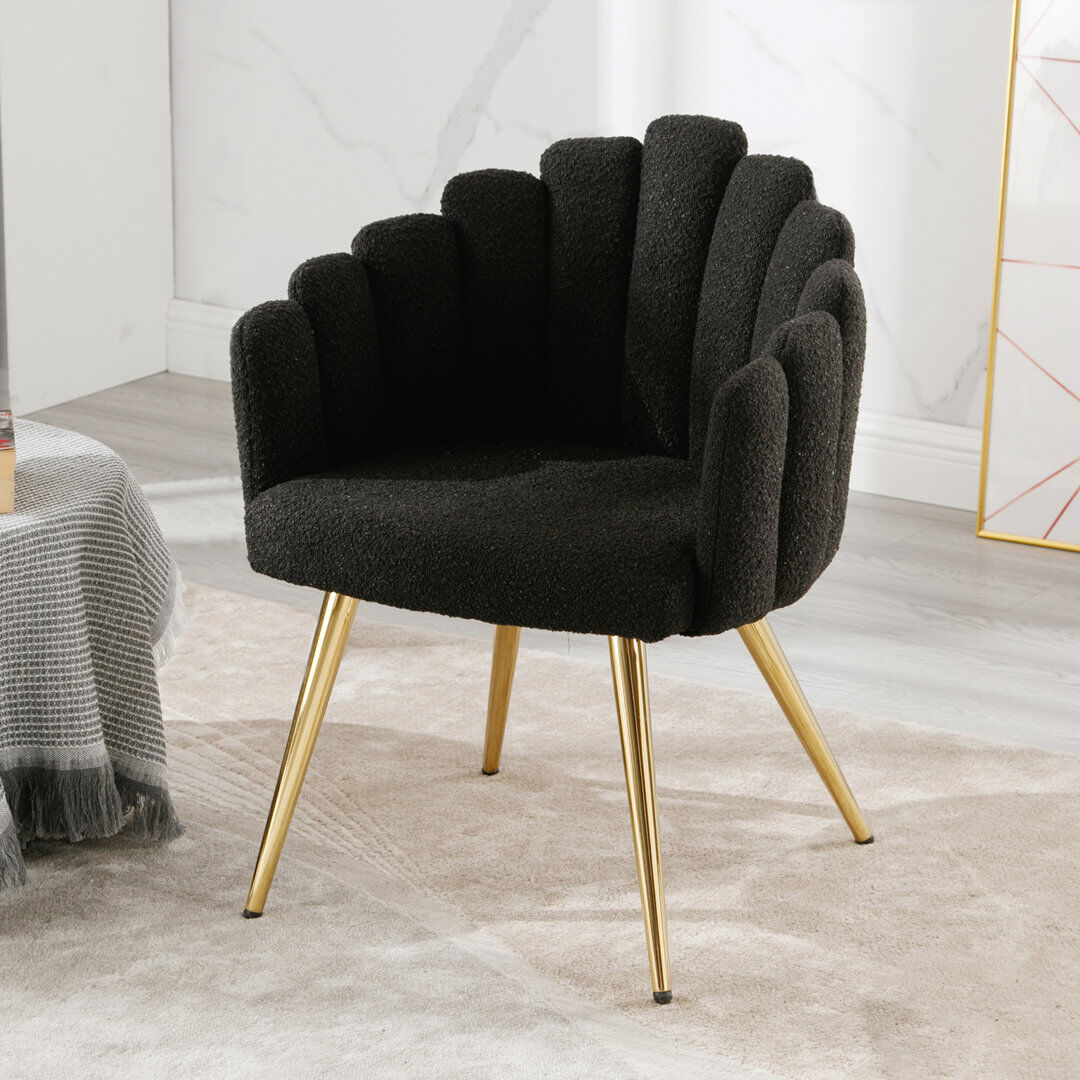 George Oliver Chittum Armchair Upholstered Leisure Accent Chair Artistic Armchair with Metal Legs Black 85cm H X 61cm W X 64cm D