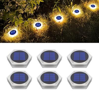 Smart Shopping Spot 6 Pack Solar Driveway Lights IP68 Waterproof Solar Step Lights For Deck Stairs Fence And Pathway warm White
