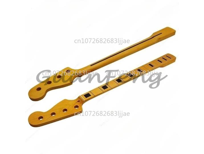 Accessoires de manche de basse électrique jaune à quatre cordes, finition mate en érable, modification de manche à 20 frettes