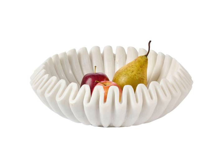 Ambia Home Dekoschale, Weiss, Stein, Uni, rund, 10 cm, Lfgb, Handmade in India, lebensmittelecht, Dekoration, Dekoschalen