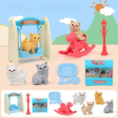 Uplift Picks Mini Pet Play House Pretend Play Cat Dog Kennel Bathtub Toy Set cat 9 Pcs