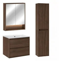 BADMÖBEL 61cm 2er-Set Dunkles Holz