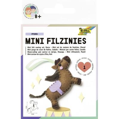 FOLIA Bastelartikel Mini Filzinies, 11 tlg., PFERD inkl. Anleitung, Bastelset für die Kleinen
