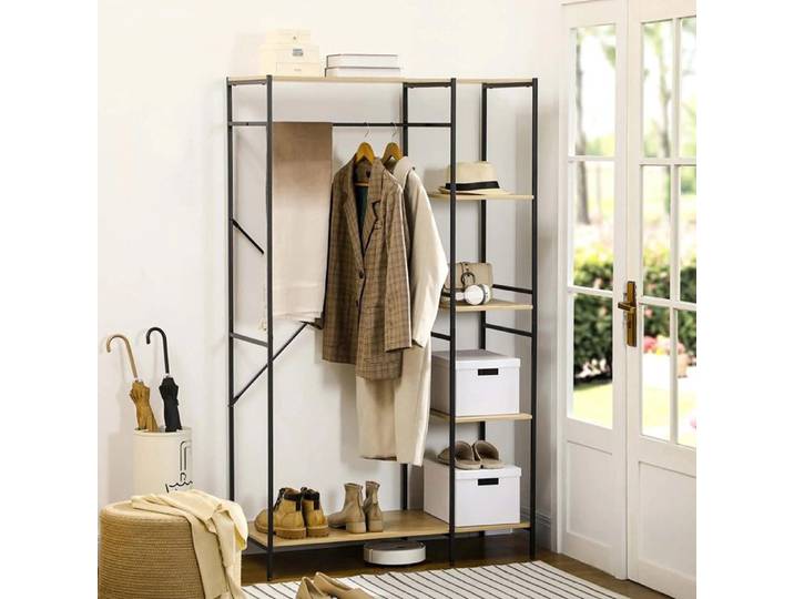 Penderie industrielle métal - tringle + 4 étagères - 100Lx46Px170 5H cm