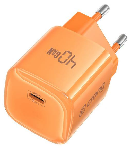 Crong NEO GaN-oplader - USB-C 40W PD-oplader met AVS - Oranje