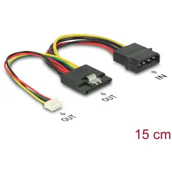 DELOCK Stromkabel SATA 15Pin Bu > Molex 4Pin St + 4Pin Bu