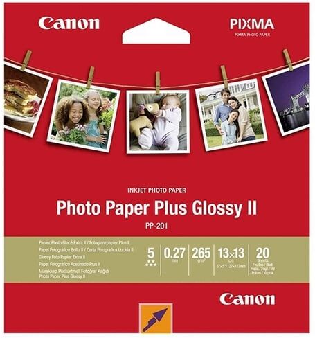 Canon PP-201 Papel fotográfico Glossy Plus II   13 x 13 cm 265 g 20 folhas