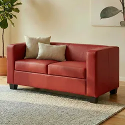2er Sofa Couch Loungesofa Lille ~ Leder, rot