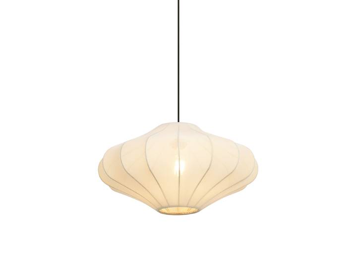 Suspension Japandi beige avec abat-jour en tissu 50cm - Plu