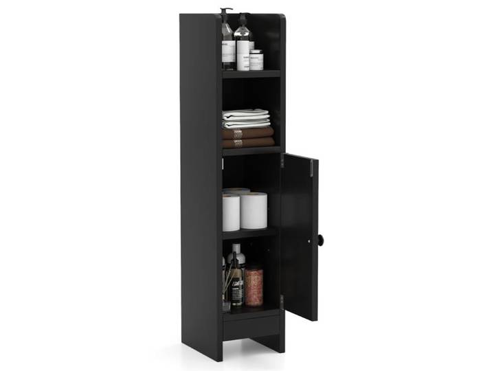 Armoire de Salle de Bain Étroite Petit Meuble de Rangement (Noir) Noir Noir PETIT MEUBLE DE RANGEMENT