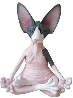 Uplift Treasures Whimsical Sphynx Buddha Cat Figurine Meditation Yoga Happy Cat Sculpture For Home & Garden Decor d