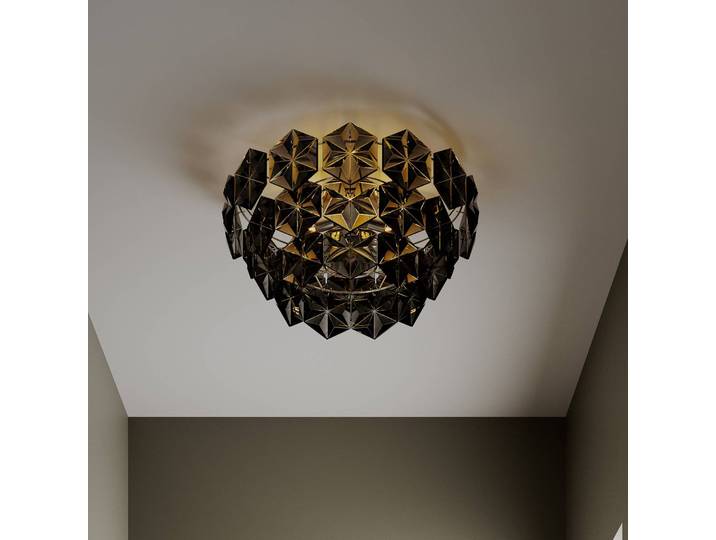 Design plafondlamp Monarque, dimbaar, zwart, Woon-/ Eetkamer, Kunststof, Design, plafondlamp design
