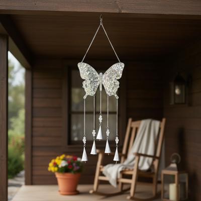 Sagebrook Home Decorative Butterfly Mosaic Hanging Bell Windchimes