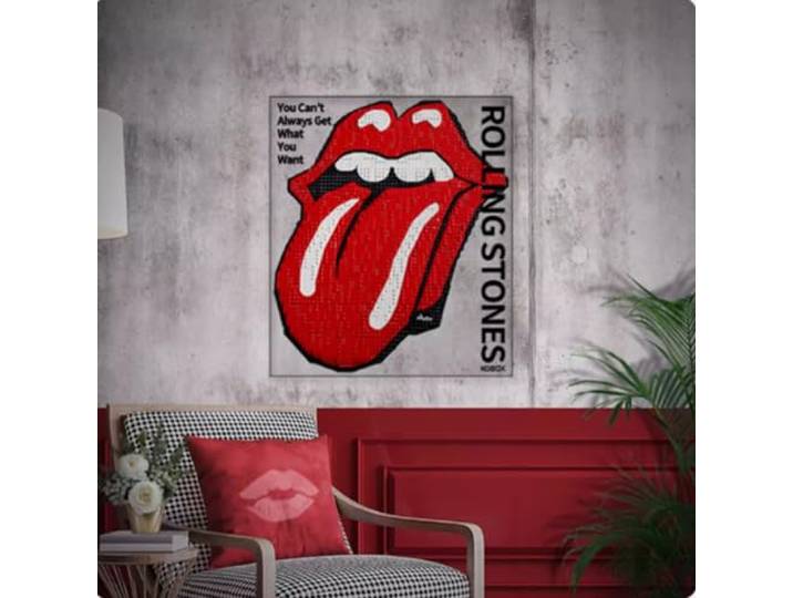 Integration Acryl Display Box Kompatibel mit Lego 31206 Rolling Stones Zunge Mosaik Modell, Staubdichte Displaybox Geschenkmodell, Transparente Vitrine (nur Displaybox) (Hängende Wand)